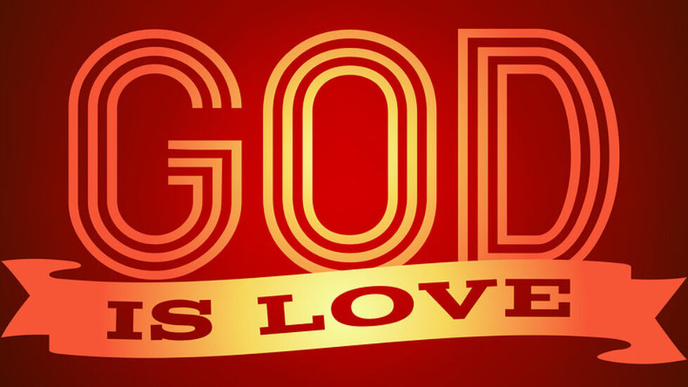 God is love typography poster with red theme