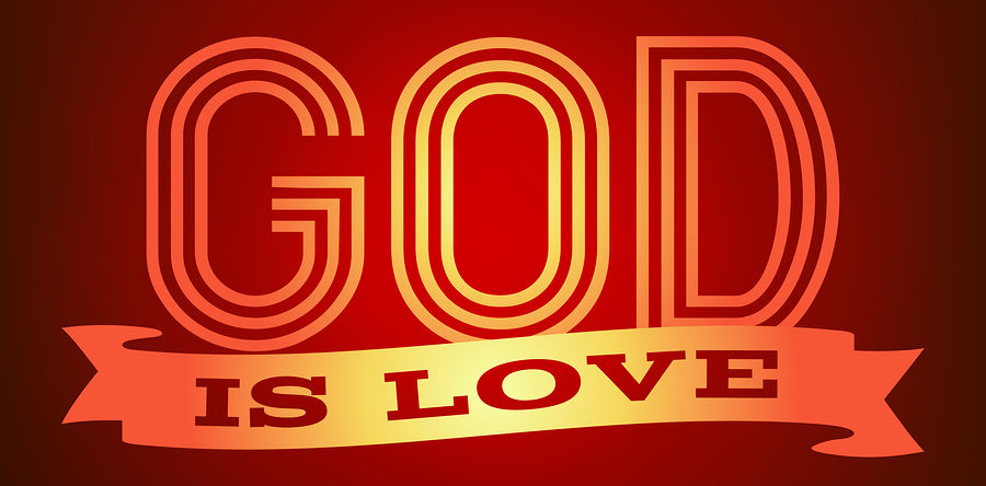 God is love typography poster with red theme